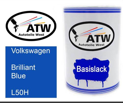 Volkswagen, Brilliant Blue, L50H: 500ml Lackdose, von ATW Autoteile West.